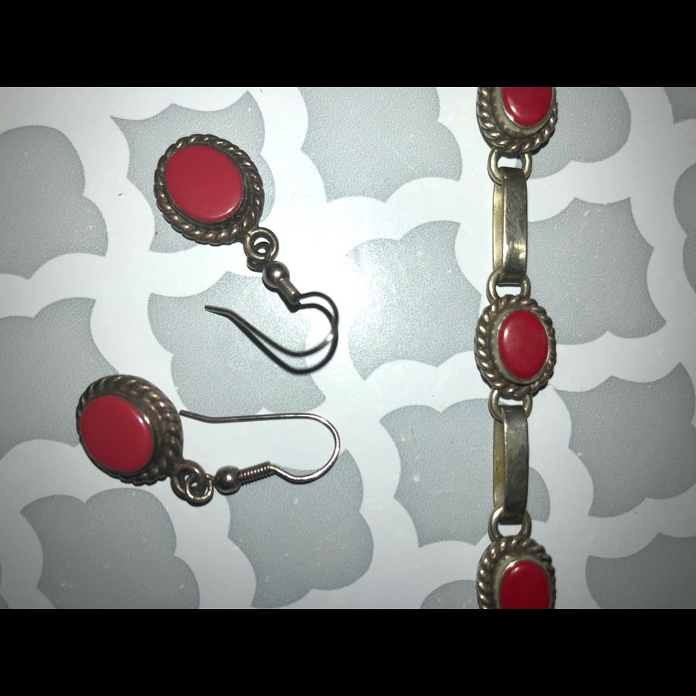 Red Bracelet and earring set